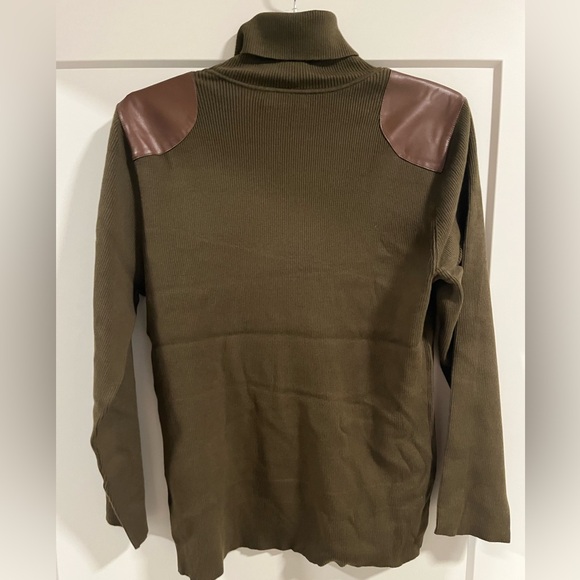 Lauren Ralph Lauren Women's Faux Leather Trim Ribbed Turtleneck-NWT-size 3X - Picture 9 of 10